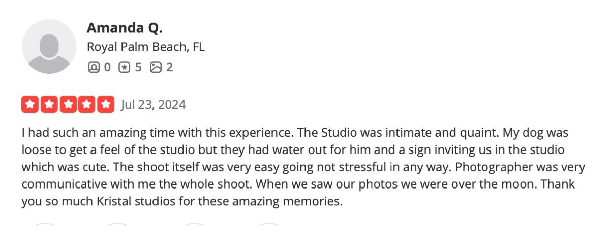 Screenshot of Amanda Q.'s review